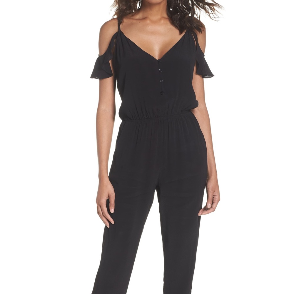 Fraiche by J Ruffle Cold Shoulder Jumpsuit